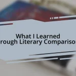 What I Learned through Literary Comparisons
