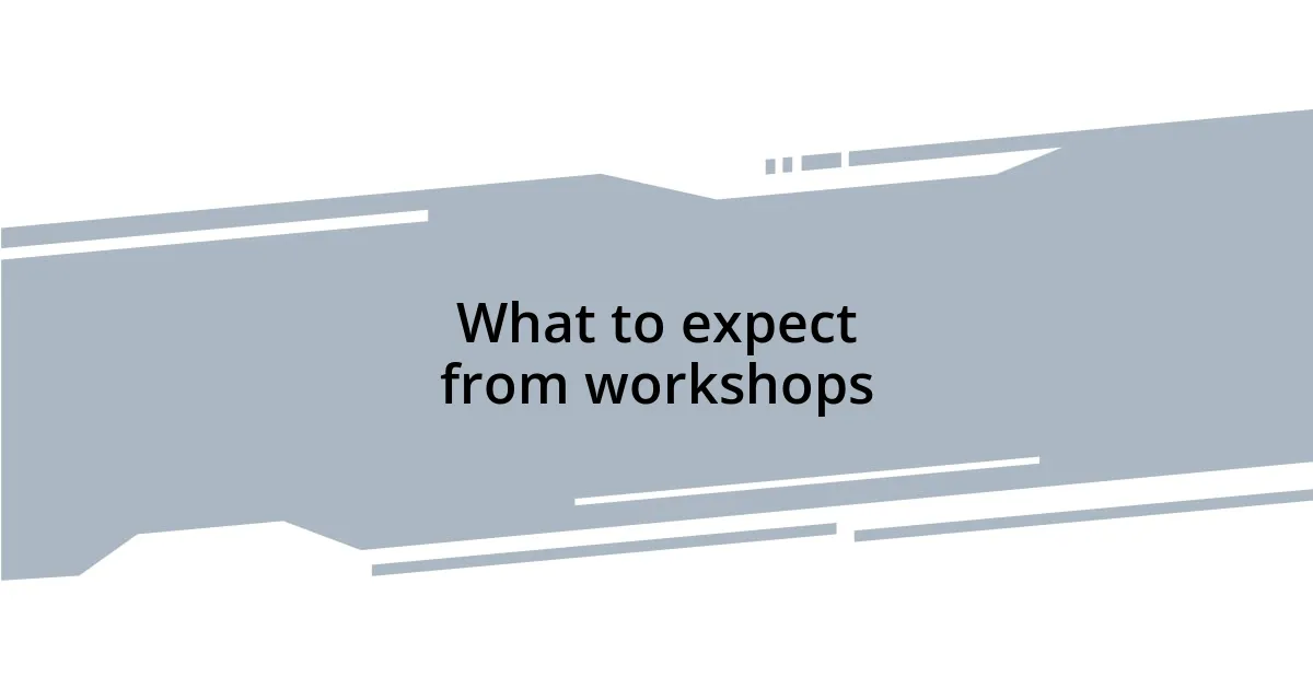 What to expect from workshops